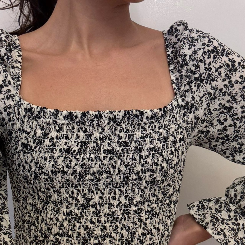 Elegant Navy and White Floral Top